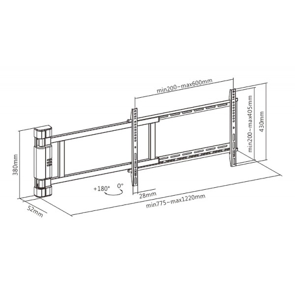 BRATECK επιτοίχια βάση PLB-M06H για τηλεόραση 32-75", full motion, 50kg