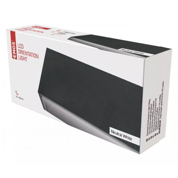 EMOS LED φωτιστικό τοίχου ZC0117, 3W, 200lm, 4000K, IP65, 16x7cm, γκρι