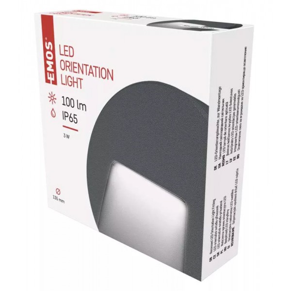 EMOS LED φωτιστικό τοίχου ZC0113, 3W, 100lm, 4000K, IP65, Φ135mm, γκρι EMOS LED φωτιστικό τοίχου ZC0113, 3W, 100lm, 4000K, IP65, Φ135mm, γκρι