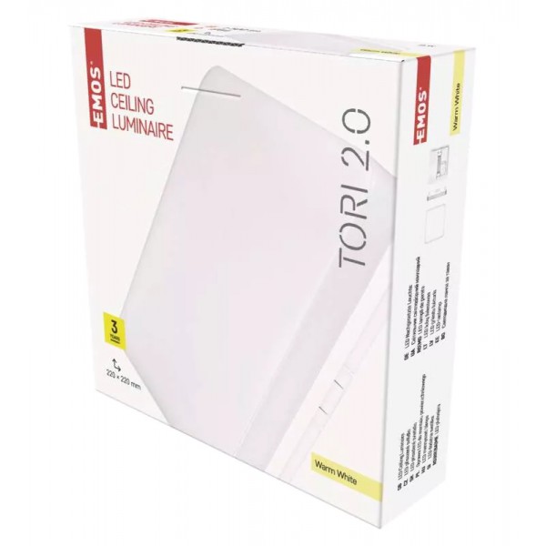 EMOS LED φωτιστικό οροφής ZM4123, 15W, 1250lm, 3000K, 22x22cm, λευκό