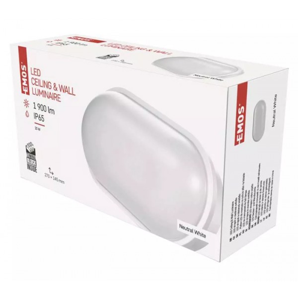 EMOS LED φωτιστικό τοίχου ZM3020, 20W, 1900lm, 4000K, IP65, λευκό EMOS LED φωτιστικό τοίχου ZM3020, 20W, 1900lm, 4000K, IP65, λευκό