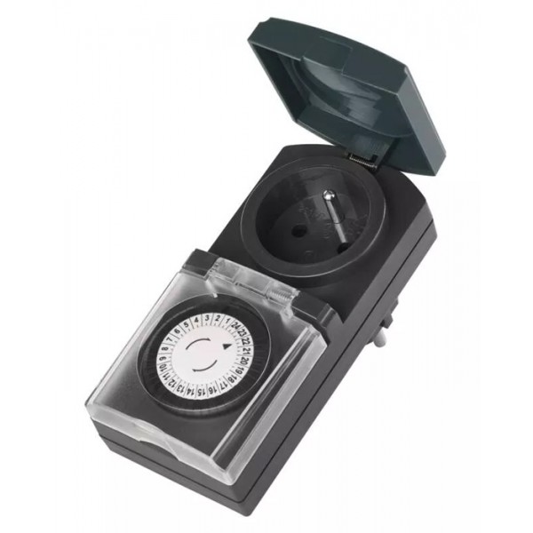 EMOS μηχανικός χρονοδιακόπτης ρεύματος P5508, IP44, 16A, πράσινος