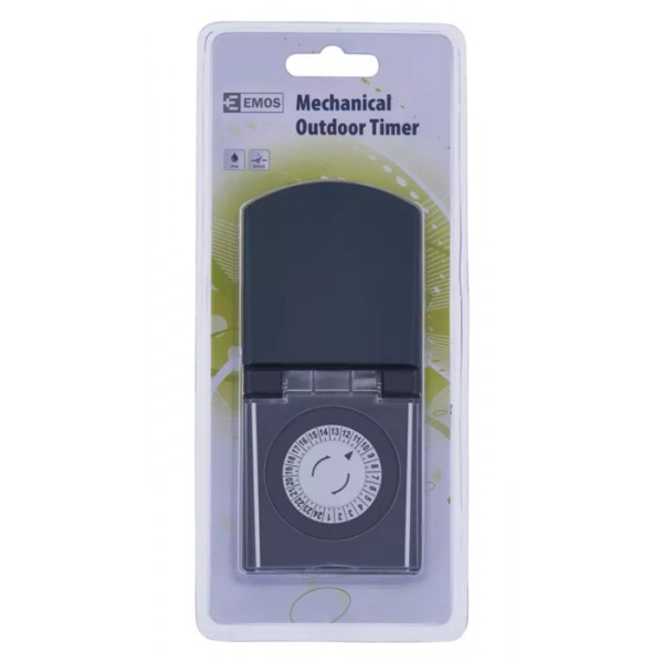 EMOS μηχανικός χρονοδιακόπτης ρεύματος P5508, IP44, 16A, πράσινος