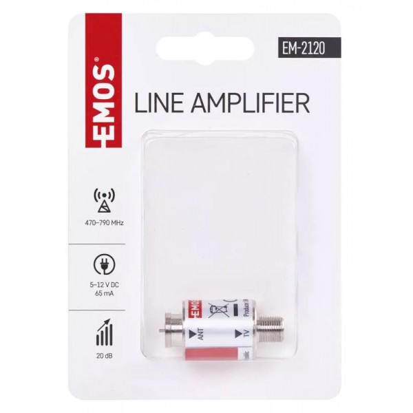 EMOS ενισχυτής σήματος DVB-T/T2 J5709, UHF 470–790MHz, 20dB, F connector EMOS ενισχυτής σήματος DVB-T/T2 J5709, UHF 470–790MHz, 20dB, F connector