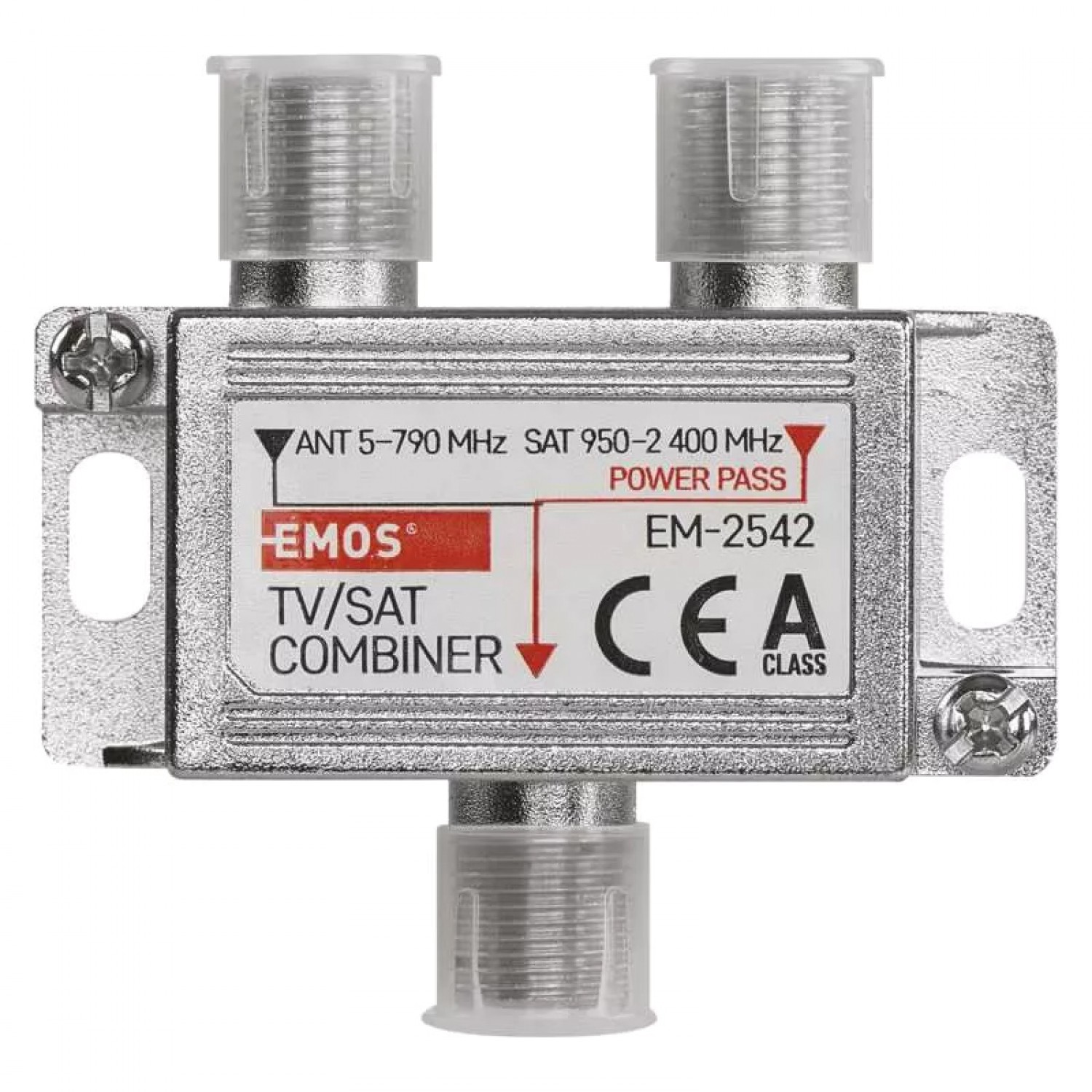 EMOS TV/SAT combiner J0198, 5–2.400MHz, 3dB TER/2dB SAT EMOS TV/SAT combiner J0198, 5–2.400MHz, 3dB TER/2dB SAT