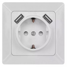 EMOS πρίζα τοίχου A6000.1, 2x USB θύρες, 10.5W, 1x Schuko, 16A, λευκή