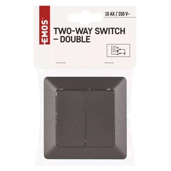 EMOS διακόπτης αλέ-ρετούρ A6100.8, διπλός, 2-way, μαύρος EMOS διακόπτης αλέ-ρετούρ A6100.8, διπλός, 2-way, μαύρος