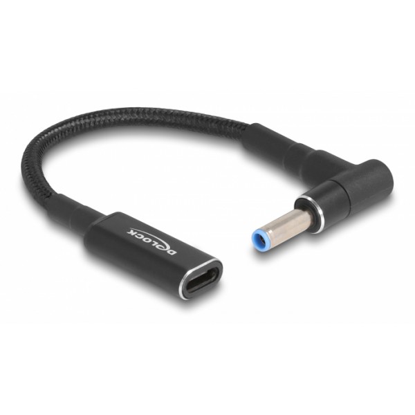 DELOCK καλώδιο τροφοδοσίας 60031, USB-C σε HP 4.5x3.0mm, 15cm, μαύρο DELOCK καλώδιο τροφοδοσίας 60031, USB-C σε HP 4.5x3.0mm, 15cm, μαύρο