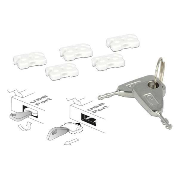 DELOCK blocker θυρών USB 20648 με εργαλείο κλειδώματος, 5τμχ