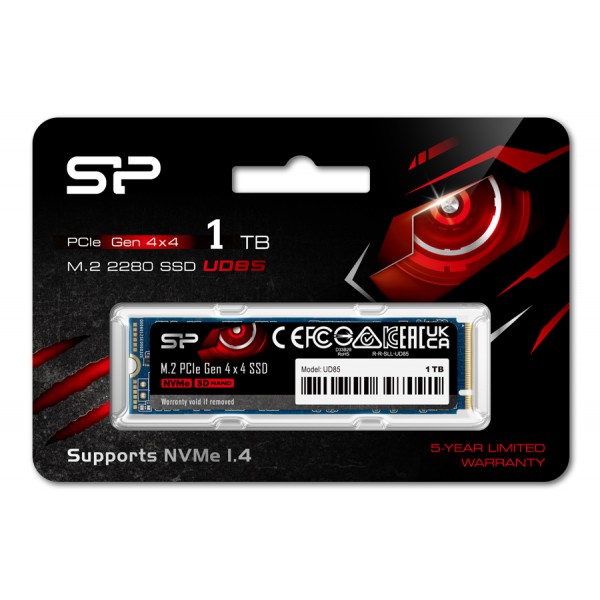 SILICON POWER SSD PCIe Gen4x4 M.2 2280 UD85, 1TB, 3.600-2.800MB/s SILICON POWER SSD PCIe Gen4x4 M.2 2280 UD85, 1TB, 3.600-2.800MB/s