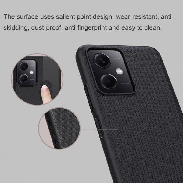 NILLKIN θήκη Super Frosted Shield για Xiaomi Redmi Note 12 Pro 5G, μαύρο NILLKIN θήκη Super Frosted Shield για Xiaomi Redmi Note 12 Pro 5G, μαύρο