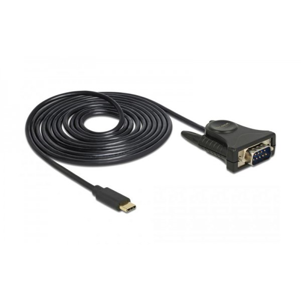 DELOCK Adapter USB Type-C σε Serial DB9 RS-232, 1.8m, Black