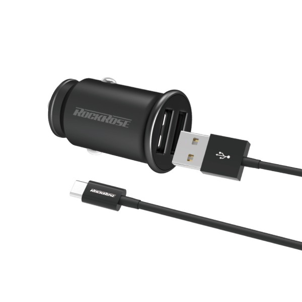 ROCKROSE φορτιστής αυτοκινήτου Ranger P2 με καλώδιο, 2x USB, 12W, μαύρος ROCKROSE φορτιστής αυτοκινήτου Ranger P2 με καλώδιο, 2x USB, 12W, μαύρος