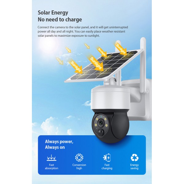 SECTEC smart ηλιακή κάμερα ST-S517C-3M, 3MP, PIR, PTZ, cloud/micro SD SECTEC smart ηλιακή κάμερα ST-S517C-3M, 3MP, PIR, PTZ, cloud/micro SD