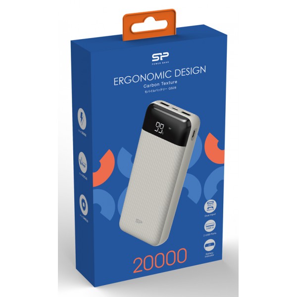 SILICON POWER power bank GS28, 20000mAh, 2x USB output, 2.1A, λευκό SILICON POWER power bank GS28, 20000mAh, 2x USB output, 2.1A, λευκό