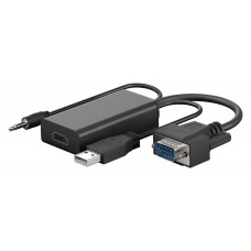 GOOBAY αντάπτορας VGA σε HDMI 61259, 3.5mm Jack, 1080p, μαύρος