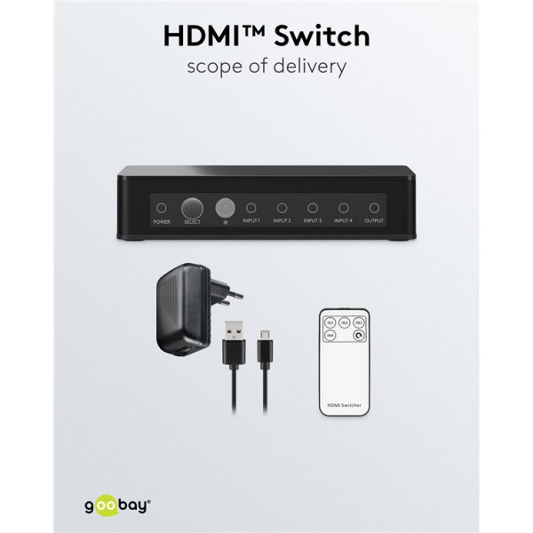 GOOBAY HDMI switch 58489, 4-in σε 1-out, 4K/60Hz, μαύρο GOOBAY HDMI switch 58489, 4-in σε 1-out, 4K/60Hz, μαύρο