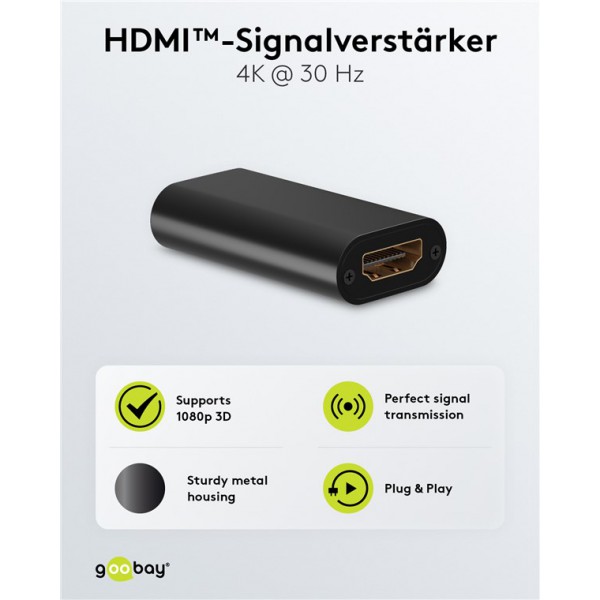 GOOBAY HDMI repeater 58491, 4K/30Hz έως 30m, 1080p 3D έως 40m, μαύρο GOOBAY HDMI repeater 58491, 4K/30Hz έως 30m, 1080p 3D έως 40m, μαύρο