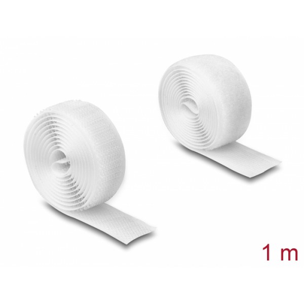DELOCK ταινία τύπου Velcro 20918, heavy duty, 1mx20mm, λευκή