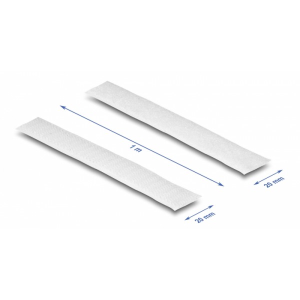 DELOCK ταινία τύπου Velcro 20918, heavy duty, 1mx20mm, λευκή
