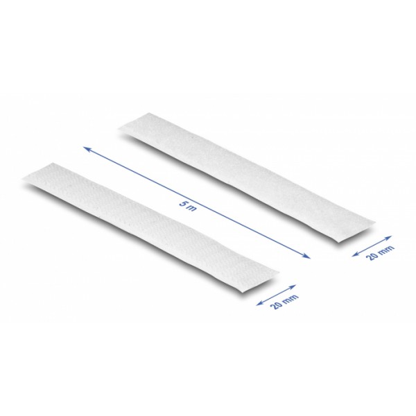 DELOCK ταινία τύπου Velcro 20919, heavy duty, 5mx20mm, λευκή