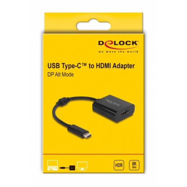 DELOCK αντάπτορας USB-C σε HDMI 64175, 8K/30Hz, HDR, μαύρος DELOCK αντάπτορας USB-C σε HDMI 64175, 8K/30Hz, HDR, μαύρος