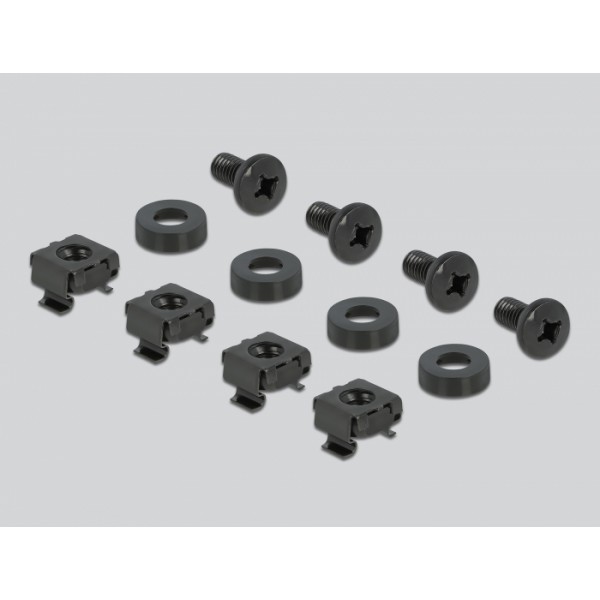 DELOCK cable management 66667, rack 19"/1U, 4x γάντζοι, γωνιακό, μαύρο