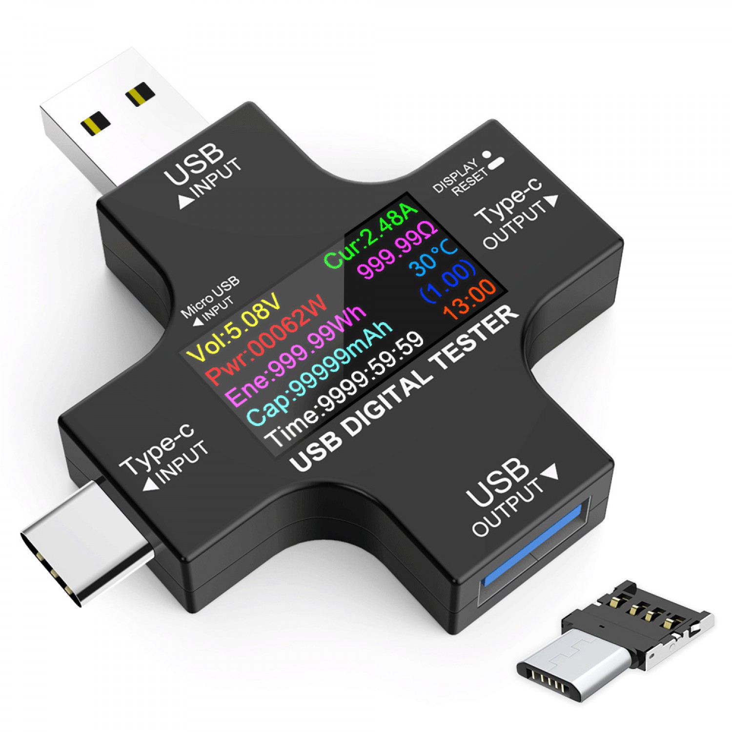 Συσκευή ελέγχου λειτουργίας θύρας USB, Micro USB & USB-C, 3.6-32V, LCD Συσκευή ελέγχου λειτουργίας θύρας USB, Micro USB & USB-C, 3.6-32V, LCD