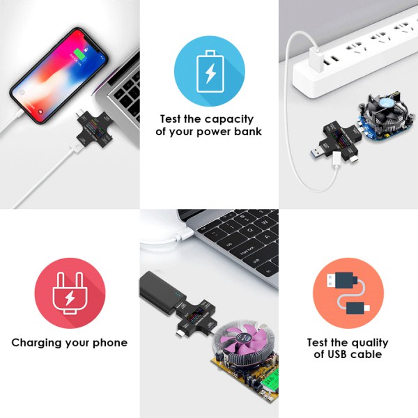 Συσκευή ελέγχου λειτουργίας θύρας USB, Micro USB & USB-C, 3.6-32V, LCD Συσκευή ελέγχου λειτουργίας θύρας USB, Micro USB & USB-C, 3.6-32V, LCD