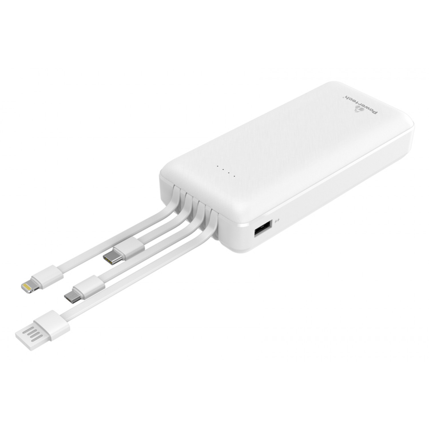 POWERTECH power bank με καλώδια PT-1062 20000mAh, 10.5W, λευκό