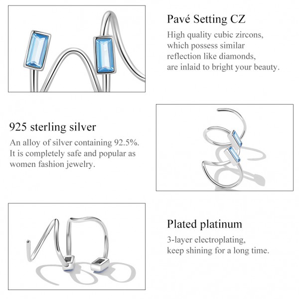 BAMOER σκουλαρίκια καρφωτά SCE1463 με κυβική ζιρκόνια, ασήμι 925, ασημί BAMOER σκουλαρίκια καρφωτά SCE1463 με κυβική ζιρκόνια, ασήμι 925, ασημί