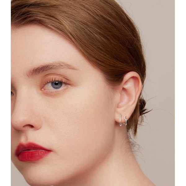 BAMOER σκουλαρίκια διπλοί κρίκοι SCE1480, κυβική ζιρκόνια, ασήμι 925 BAMOER σκουλαρίκια διπλοί κρίκοι SCE1480, κυβική ζιρκόνια, ασήμι 925