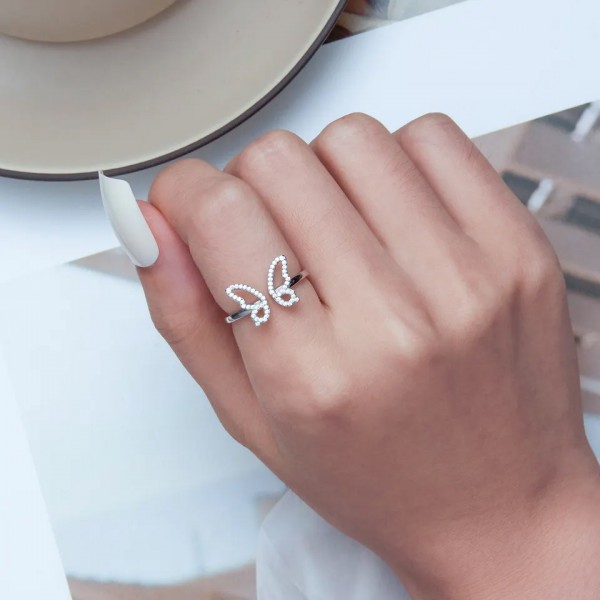 BAMOER δαχτυλίδι BSR278 με κυβική ζιρκόνια, ανοιγόμενο, ασήμι 925, ασημί BAMOER δαχτυλίδι BSR278 με κυβική ζιρκόνια, ανοιγόμενο, ασήμι 925, ασημί