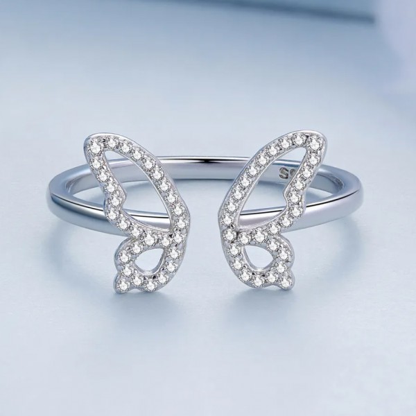 BAMOER δαχτυλίδι BSR278 με κυβική ζιρκόνια, ανοιγόμενο, ασήμι 925, ασημί BAMOER δαχτυλίδι BSR278 με κυβική ζιρκόνια, ανοιγόμενο, ασήμι 925, ασημί