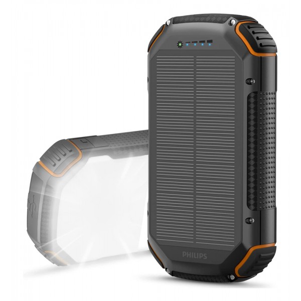 PHILIPS ηλιακό power bank DLP7726N με φακό, 20000mAh, 15W, μαύρο PHILIPS ηλιακό power bank DLP7726N με φακό, 20000mAh, 15W, μαύρο