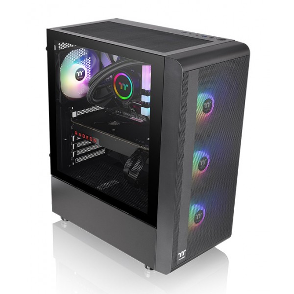 THERMALTAKE PC case mid tower S200 TG ARGB, 460x210x395mm, 3x fan, μαύρο THERMALTAKE PC case mid tower S200 TG ARGB, 460x210x395mm, 3x fan, μαύρο