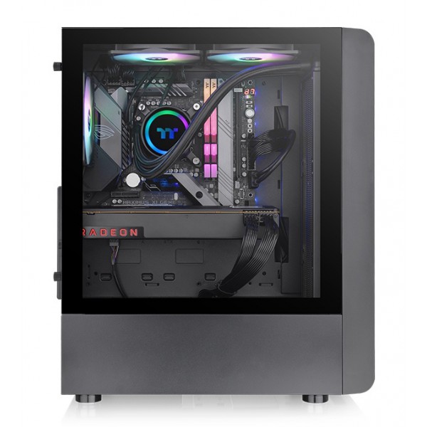 THERMALTAKE PC case mid tower S200 TG ARGB, 460x210x395mm, 3x fan, μαύρο THERMALTAKE PC case mid tower S200 TG ARGB, 460x210x395mm, 3x fan, μαύρο