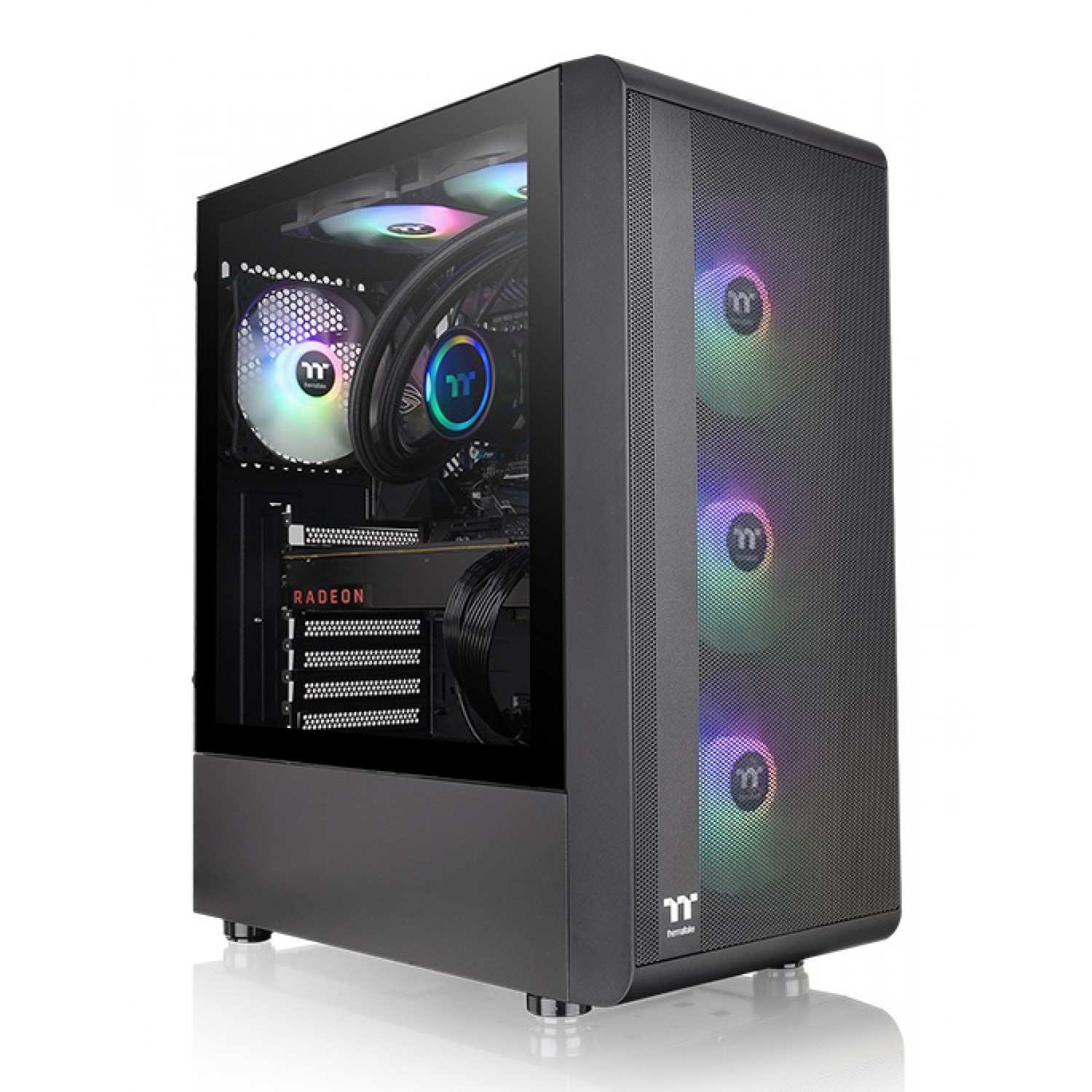 THERMALTAKE PC case mid tower S200 TG ARGB, 460x210x395mm, 3x fan, μαύρο THERMALTAKE PC case mid tower S200 TG ARGB, 460x210x395mm, 3x fan, μαύρο