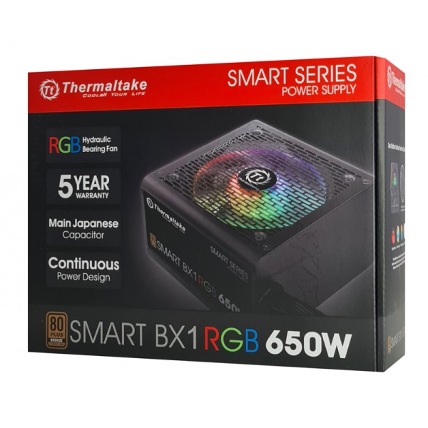 THERMALTAKE τροφοδοτικό PC Smart BX1 RGB 650W, 80 Plus Bronze Active PFC THERMALTAKE τροφοδοτικό PC Smart BX1 RGB 650W, 80 Plus Bronze Active PFC