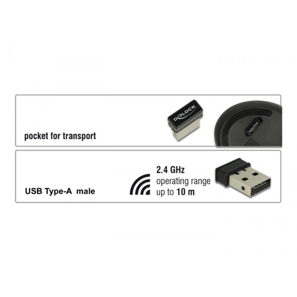 DELOCK ασύρματο vertical ποντίκι 12622 οπτικό, 5 πλήκτρα, 1000DPI, μαύρο DELOCK ασύρματο vertical ποντίκι 12622 οπτικό, 5 πλήκτρα, 1000DPI, μαύρο