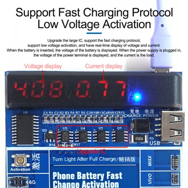 SUNSHINE tester μπαταριών SS-915 για Apple & Android smartphone, V8.0