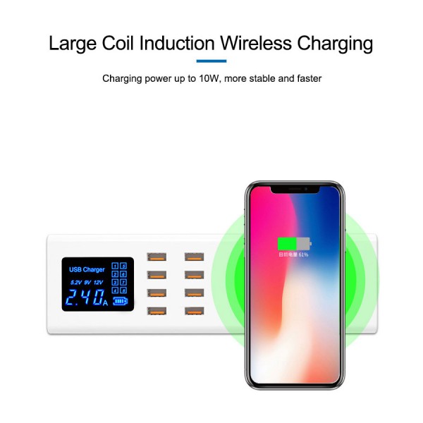 SUNSHINE σταθμός φόρτισης SS-309WD, 8x USB 8A, wireless 10W, λευκός SUNSHINE σταθμός φόρτισης SS-309WD, 8x USB 8A, wireless 10W, λευκός