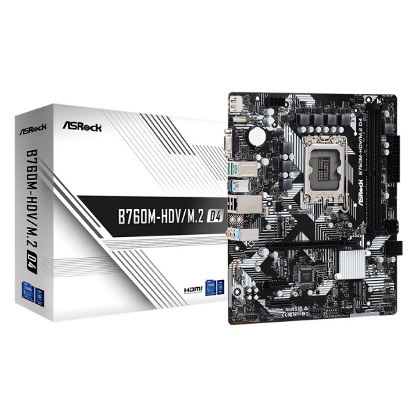ASROCK μητρική B760M-HDV/M.2 D4, 2x DDR4, s1700, USB 3.2 Gen1, mATX ASROCK μητρική B760M-HDV/M.2 D4, 2x DDR4, s1700, USB 3.2 Gen1, mATX