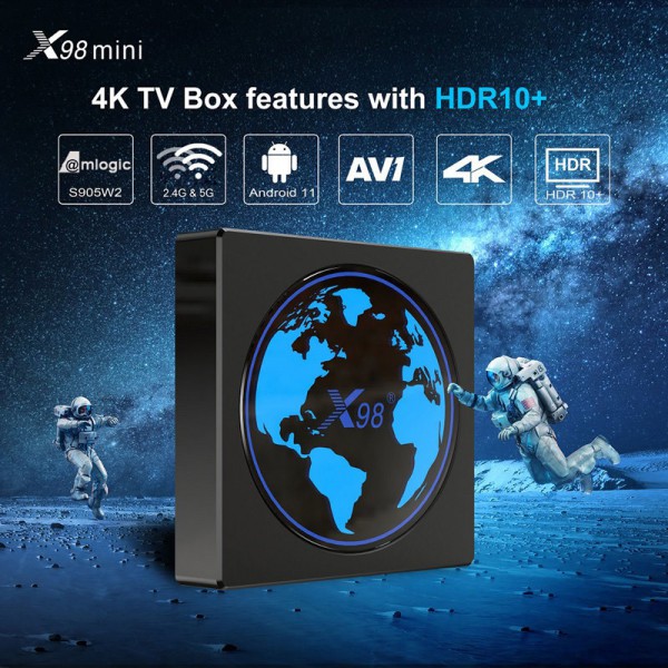 TV Box X98 mini, 4K, S905W2, 4/32GB, WiFi 2.4/5GHz, Android 11 TV Box X98 mini, 4K, S905W2, 4/32GB, WiFi 2.4/5GHz, Android 11