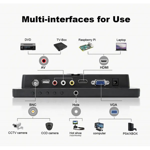 POWERTECH οθόνη LED PT-1108 8" 1024x768, IPS, HDMI/VGA/AV/BNC/USB, μαύρη POWERTECH οθόνη LED PT-1108 8" 1024x768, IPS, HDMI/VGA/AV/BNC/USB, μαύρη