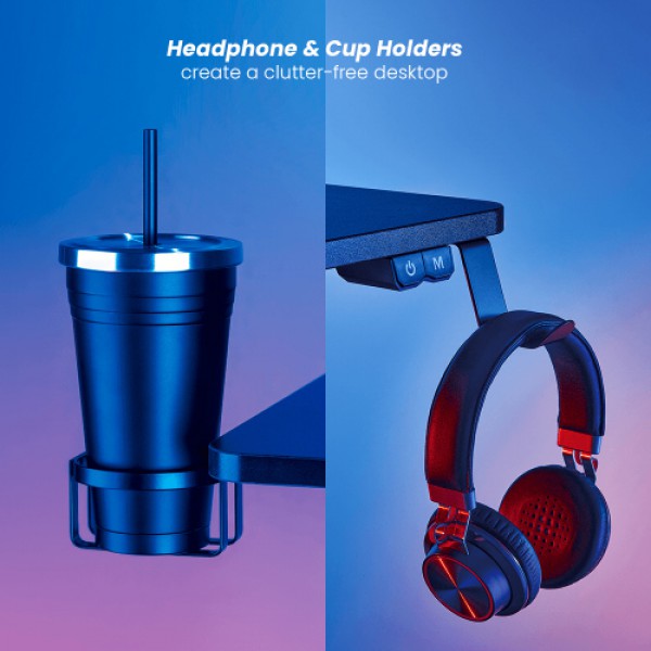 BRATECK gaming γραφείο GMD11-3, ρυθμιζόμενο ύψος, 136x60cm, RGB, μαύρο BRATECK gaming γραφείο GMD11-3, ρυθμιζόμενο ύψος, 136x60cm, RGB, μαύρο