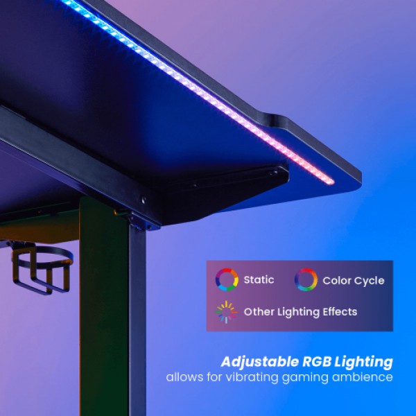 BRATECK gaming γραφείο GMD11-3, ρυθμιζόμενο ύψος, 136x60cm, RGB, μαύρο BRATECK gaming γραφείο GMD11-3, ρυθμιζόμενο ύψος, 136x60cm, RGB, μαύρο