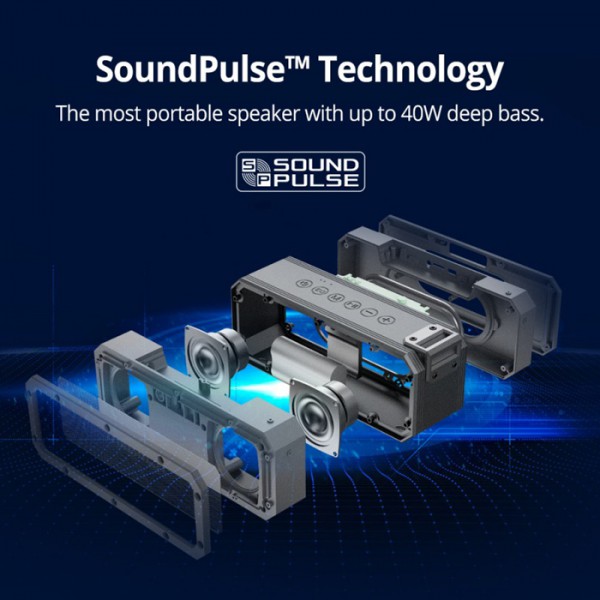 TRONSMART φορητό ηχείο Element Force+ 40W, Bluetooth/NFC, 6600mAh, μαύρο TRONSMART φορητό ηχείο Element Force+ 40W, Bluetooth/NFC, 6600mAh, μαύρο