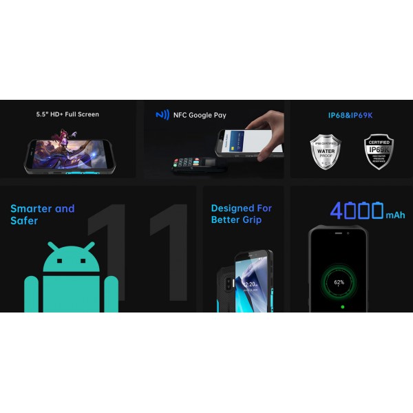 OUKITEL smartphone WP12, IP68/IP69K, 5.5", 4/32GB, Quad-core, μαύρο-μπλε