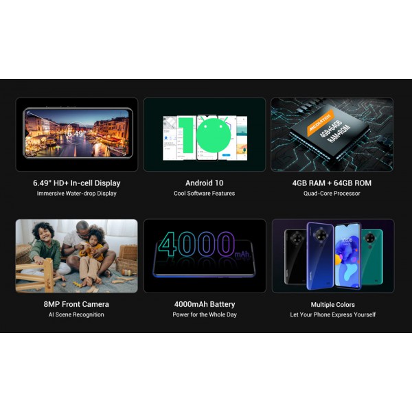 OUKITEL Smartphone C19 Pro, 6.49", 4/64GB Android 10 Go Edition, πράσινο